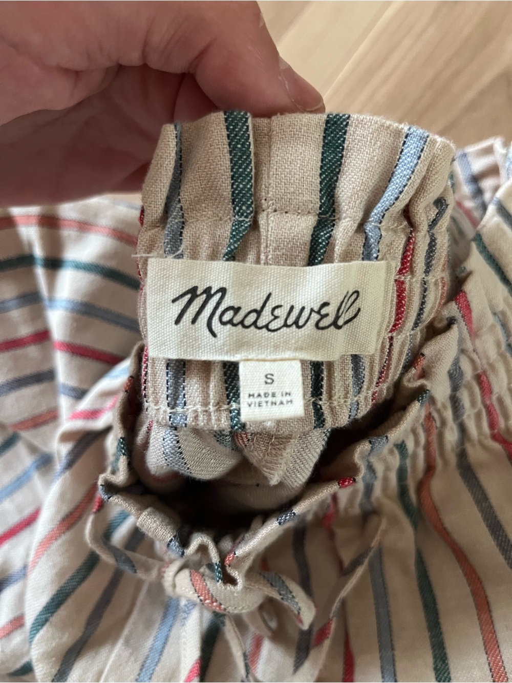 Madewell Striped Men’s Shorts in Beige with Red & Green Accents